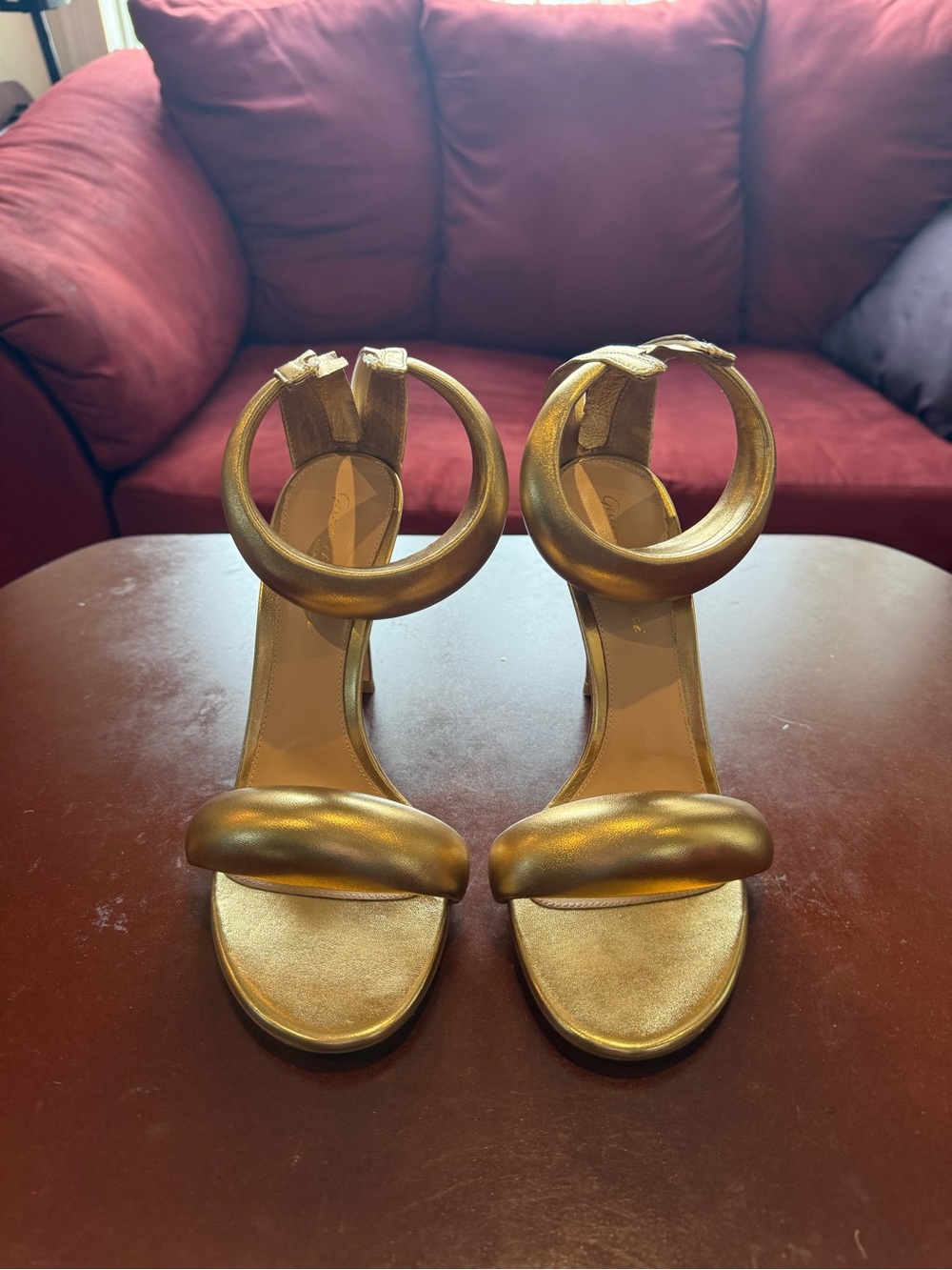 Gianvito Rossi Gold Metallic Women's Ankle-Strap Heels